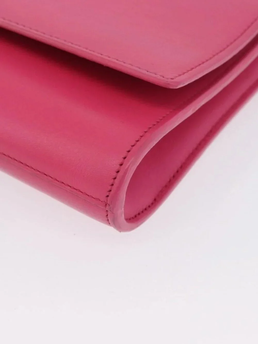 SAINT LAURENT Y Line Clutch Bag Leather Pink Gold 311213 Auth LNZ490A - Picture 3 of 16